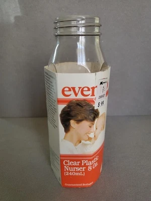 (3) Botella de plástico transparente Evenflo 1986 vintage 8 oz - pegatina Kmart Foto 1 de 4