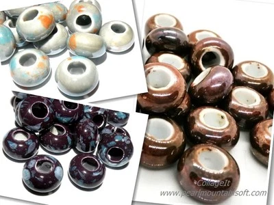 Bright Glazed Porcelain Rondelle Bead 9x15mm - Choice of Colours - Pack of 10 - Image 1 of 4