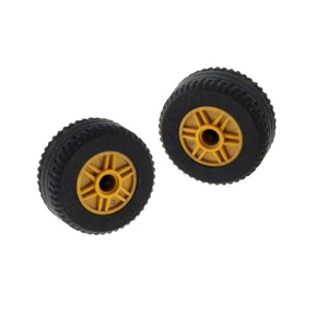 2x Lego Technic Rad 30.4x14 schwarz Felge 18x14 perl gold Räder Auto 55981c03 - Bild 1 von 2