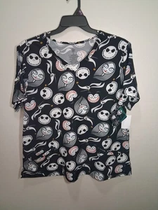 Womens Disneys Nightmare Before ChristmasMedical Scrub Top Shirt Size 2X NWT - Picture 1 of 6