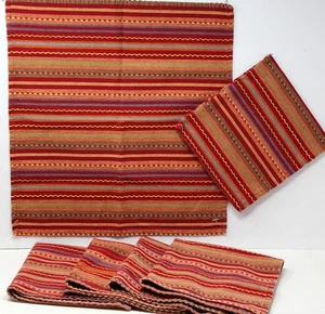 Southwest BOHO Textured Woven Striped Cloth Dinner Napkins Set of 6 Cotton 19x18 - Picture 1 of 5