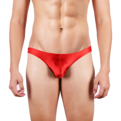 Mens Briefs Ice Silk Low-rise Underwear Bikini Pouch Panties G-String Sexy Thong - Image 1 of 4