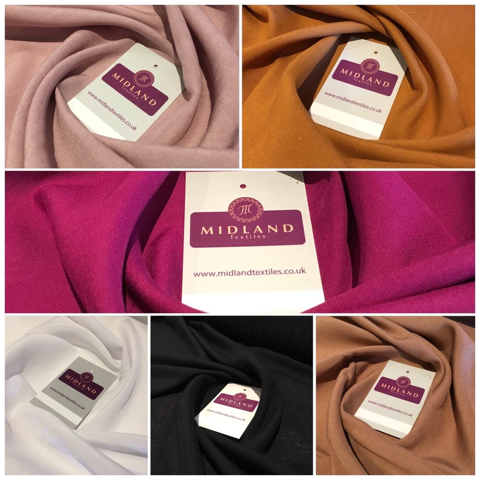 MIDTEX £2.99 Lightweight Plain Soft no-stretch spun Rayon fabric 58" MA815 Mtex