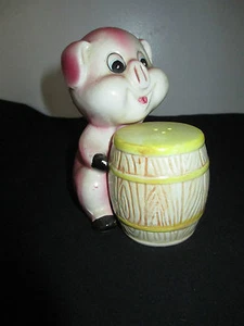 Vintage Japan Porzellan Salz & Pfefferstreuer, Schwein & Fass, guter Zustand, 4,5" - Bild 1 von 4