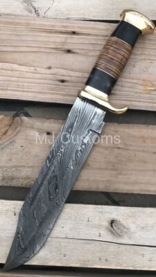 ОХОТНИЧИЙ НОЖ БОУИ MJ РУЧНОЙ РАБОТЫ ИЗ ДАМАССКОЙ СТАЛИ С НОЖНАМИ ДЛЯ КРОКОДИЛА ДАНДИ - Изображение 1 из 4