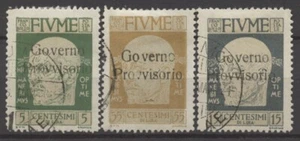 Nº: 133254 - FIUME (ITALIA) - LOTE 3 SELLOS ANTIGUOS con OP. "GOVERNO PROVV.." - USADO!! - Imagen 1 de 1