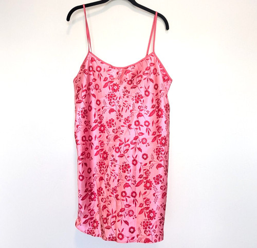 Abito Slip Vintage Taglia Xl Rosa Lingerie Floreale Babydoll Y2K Raso San Valentino Anni 90
