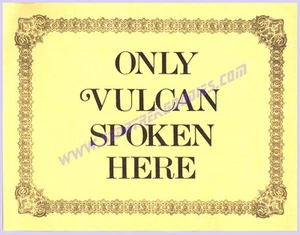 Rare CERTIFICATE - "ONLY VULCAN SPOKEN HERE" from the Star Trek Universe MINT! - Picture 1 of 1
