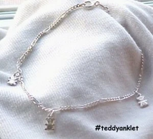 Teddybär Fußkettchen Sterling Silber Charm Fußkettchen Fußkettchen - Bild 1 von 1
