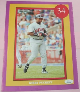 SIGNED KIRBY PUCKETT 8.5X11 PHOTO JSA AUTO TWINS AUTOGRAPH 1996 SPRING BASEBALL - Picture 1 of 4
