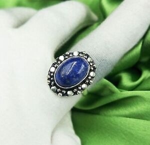 Lapis Lazuli Gemstone 925 Sterling Silver Plated US SZ 7 Ring MM-R38