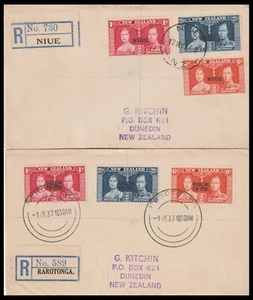 NIUE / COOK ISLANDS 1937 REGISTERED COVERS (F) - Picture 1 of 1