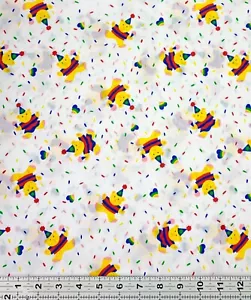 Vintage Birthday Bears Confetti Rainbow Fabric Novelty 1yd18”x44” - Picture 1 of 1