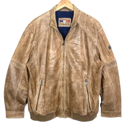 Blouson En Cuir Marron Patiné Vintage Pierre Cardin - Photo 1/4