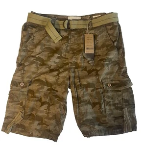 Smoke Rise Cargo Shorts Twill Multi Men Olive Green JS1156 With Belt Size 40 - Picture 1 of 6