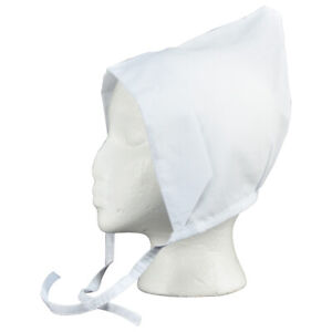 Amish Coif White Linen Bonnet Head Piece Costume Pilgrim Hood Theatre Prop Hat
