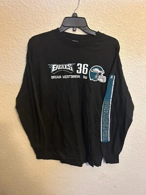 NUEVO CON ETIQUETAS Philadelphia Eagles Brian Westbrook 36 NFL Camisa Negra Manga Larga Para Hombres M Foto 1 de 3