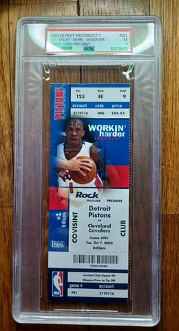 2003 LeBron James Pro Debut Ticket Cleveland Cavaliers Pistons LA Lakers PSA 5 Cover