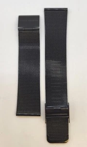 Vince Camuto - Black Stainless Steel Mesh Band Fold Over Clasp - 18mm - Picture 1 of 2