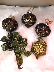 ORNAMENTI NATALIZI FRONTGATE HOLIDAY collezione 2 marrone/oro e 2 bronzo/oro - Foto 1 di 14
