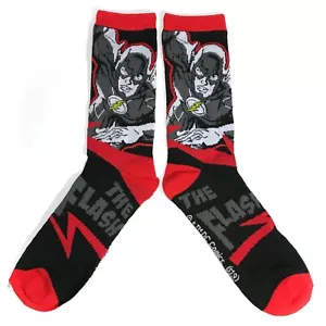 THE FLASH SOCKS dc comic gray red black white big logo retro MEN ADULT CREW OSFM - Picture 1 of 2