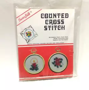 Counted Cross Stitch Kit Candle and Winter Flower Christmas Ornaments Decor - Picture 1 of 12