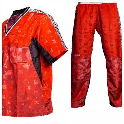 TOP TEN DEPORTE KARATE KICKBOXING ULTRALIGERO PRISMA ROJO Uniforme Gi MMA TKD Marcial Foto 1 de 4