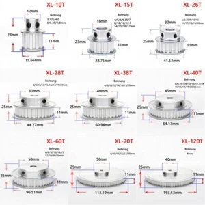 XL 10-120 Zähne Riemenscheibe Zahnrad 10T-100T Pulley für Zahnriemen 10mm Breite - Picture 1 of 23