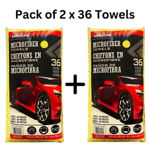 Kirkland Signature Microfibre Pack of 2 x 36 Towels Ultra Plush Car Cloth - Picture 1 of 13