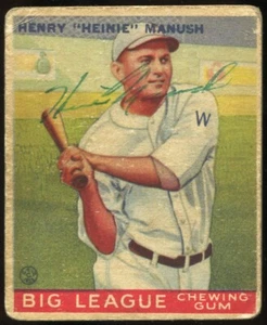Heinie Manush 1933 Goudey #47 RC ROOKIE Auto Autograph Hall of Fame d. 71 TOUGH! - Picture 1 of 2