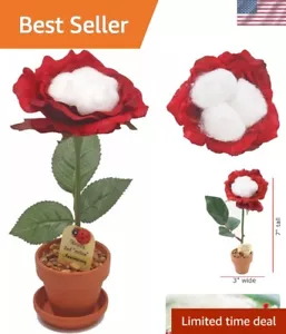 Handcrafted Cotton Roses in Terra Cotta Pot - Perfect 2nd Anniversary Gift - Picture 1 of 6