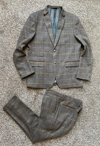 LEONARD SILVER Mens Suit Brown Wool Blend blazer trousers UK Chest 46 - Picture 1 of 13