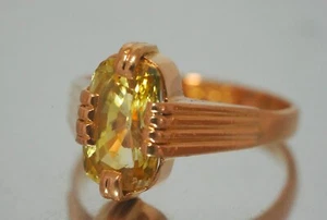 22ct Yellow Gold 12-Claw Solitaire Ring w/ 7ct Citrine - Size S, 7.11g - Picture 1 of 9