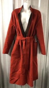 Cappotto reversibile Jaeger con cintura 100% lana grande arancione bruciato marrone £325 - Foto 1 di 16