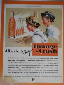 1931 MAGAZINE AD - ORANGE CRUSH SODA- Collier's 2 young boys eyeing sodas - Picture 1 of 2