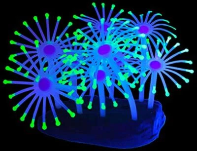 SCIENCEPURCHASE UV Glowing Silicone Faux Palythoa Coral Fish Tank Decoration with Weighted Base