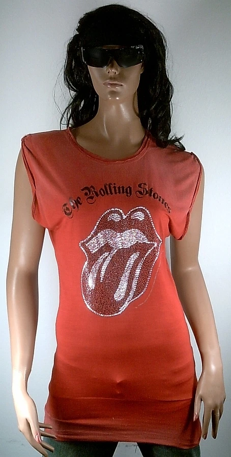Amplified Rolling Stones Rhinestone Tongue Rock Star Longshirt Tunic T-Shirt - / - Image 1 of 1
