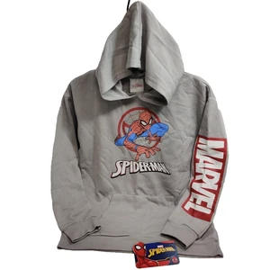 Marvel Comics Spider-Man Soft Gray Fleece Lightweight Hoodie Youth Boy's 10 NWT - Picture 1 of 14