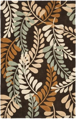 Alfombra de acento de colección de arte moderno - 4' x 6', marrón y múltiple, follaje hecho a mano,... Foto 1 de 3