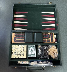Rare Vintage Luxury PRESTIGE Multi-game Set W/ Cards,Dominos,Cribbage,Chess, Etc - Picture 1 of 13