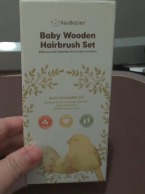 Juego de cepillo y peine para cabello de bebé recién nacido - Juego de cepillos de madera para cabello de bebé Foto 1 de 4