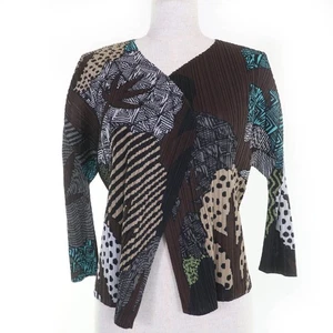 beautiful PLEATS PLEASE Issey Miyake PP33 JO598 All Over Pattern Front Open - Picture 1 of 6