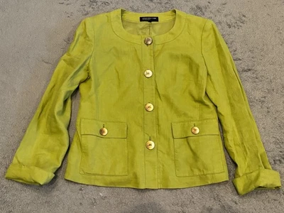Jones New York Collection Jacket Womens 4 Shacket Green 100% Linen Button Up - Image 1 of 4