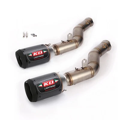 For Yamaha YZF R1 MT-10 2009-14 Exhaust Escape Mid Link Pipe Carbon Muffler Tips - Bild 1 von 4