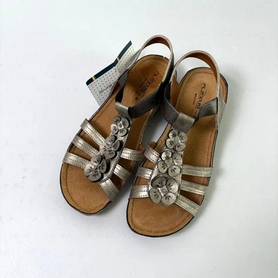 Flexus Spring Step Adede Slingback Sandals Women 40 US 9 Pewter Floral Accent - Image 1 of 4