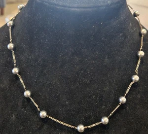 AUTHENTIC SIGNED MONET  GREY Faux Tahitian PEARL NECKLACE 16" - Picture 1 of 2
