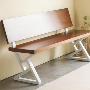 16 Inch White Metal Bench Legs Set of 2 with Backrest Bracket for DIY - Picture 1 of 9