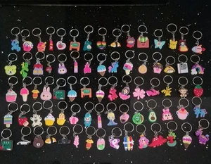 75 Keyrings,icecream,Dinosaurs, Unicorns,fruit, random.kids, children's gift - Picture 1 of 4