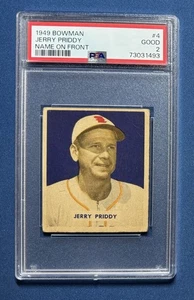 1949 Bowman Jerry Priddy Name On Front PSA 2 Browns #4 - Picture 1 of 2