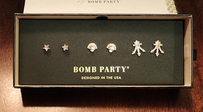 Pendientes BP Bomb Party Simply 2023 Paradise by the Grotto oro rosa y circonita cúbica Foto 1 de 4